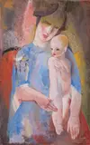 Béla Kádár, Mutter mit Kind (Anya Gyermekével), Probably late 1930s, Gouache