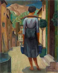 Wasserträgerin by Hermann Lismann, 1923, Oil, offered Nov 2013