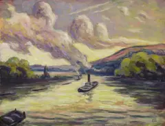Maximilien Luce, Le tournant de la Seine à Rolleboise, ca. 1925-1930, Oil