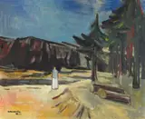 Ernst Mollenhauer, Dünenlandschaft, 1948, Oil on card, mounted on plywood
