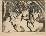 Otto Mueller, Drei Mädchen im Profil (Drei Mädchenköpfe), 1921, Lithograph