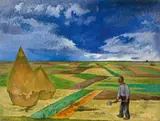 Heinrich Nauen, Niederrheinische Landschaft mit Heudiemen