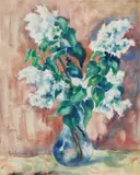Heinrich Nauen, Flieder in blauer Vase