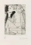 Pablo Picasso, Femme assise en Tailleur: Geneviève Laporte, 1951, Etching and drypoint