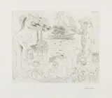 Pablo Picasso, Scène pastorale poussinesque sur le thème de Pan et Syrinx, 1968, Etching on wove paper