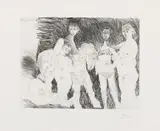 Pablo Picasso, Vieil homme pensant à sa jeunesse: Garcon sur un cheval de cirque et femmes, 1968, Etching