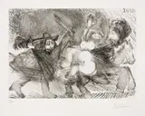 Pablo Picasso, Mameluk enlevant une femme, attaqué par un "mousquetaire", 1968, Aquatint