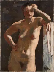 Rudolf Riester, Halbakt, Circa 1936-1938, Oil on canvas, relined