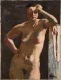 Rudolf Riester, Halbakt, Circa 1936-1938, Oil on canvas, relined