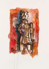Markus Lüpertz, Untitled, C. 2007, Mixed media over colour lithograph on card