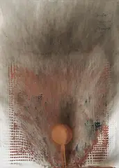 Heißa by Otto Piene, 1957/1989, Acrylic, traces of fire and screen on sturdy Schoellershammer-card, sold Nov 2013