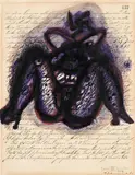 Arnulf Rainer, Geburt eines Künstlers unterm Berg, 1968, Oil, india ink and pencil on imprinted book page