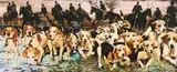 Cornelia Schleime, Die Meute, 2005, Acrylic, shellac and asphalt varnish on canvas