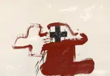 Antoni Tàpies, Forma vermella i creus, 1984, Mixed media, collaged on card