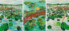 SEO, Paradies I-II-III, 2004, Acrylic and paper collage on canvas, triptyc