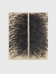 Günther Uecker, Gespalten, 1987, Nails and blackboard varnish on canvas on panel. each approx