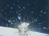 TV picture, Apollo 16: Lunar module "Orion", liftoff from the lunar surface by Nasa, 1972, Vintage, C-Print auf Kodak-Papier, sold Nov 2013