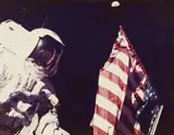 Nasa, Harrison H. Schmitt next to the United States flag, Apollo 17, 1972, Vintage, C-Print
