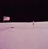 Nasa, Flag and lunar module, Apollo 16, 1972, C-Print auf Kodak-Papier