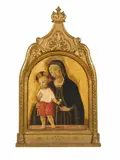 Umbrian School, late 15th century, THE VIRGIN WITH CHILD, Oil on panel (parquetted)