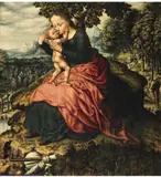 Catarina van Hemessen, REST ON THE FLIGHT INTO EGYPT, Oil on panel (thinned and mounted on another panel)