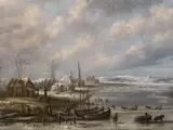 Daniel van Heil, WINTER LANDSCAPE WITH FROZEN CANAL, Oil on canvas (relined)