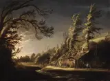 attributed to Jochem Govertsz. Camphuysen, A WOODED LANDSCAPE WITH PEASANTS AND A DONKEY, Oil on panel