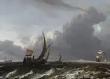 Aernout Smit, COASTAL LANDSCAPE WITH SAILING SHIPS, Oil on canvas (relined)