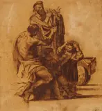 THE PHILOSOPHER by Spanish School of the 17th century, Pen and wash and brown ink, mounted on thin card, sold Nov 2013