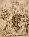 Jean Riga, ABIGAIL BRINGING GIFTS TO KING DAVID, Pen and wash and brown ink