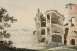 A LANDSCAPE WITH A RUIN by Venetian School of the 18th century, Pen and black ink, watercolour, sold Nov 2013