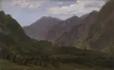 MOUNTAIN LANDSCAPE by circle of Jean-Joseph-Xavier Bidault, Oil on paper mounted on canvas, sold Nov 2013