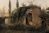 ROMAN RUINS IN THE CAMPAGNA ROMANA by attributed to Gilles-Francois-Joseph Closson, Oil on paper on canvas, sold Nov 2013