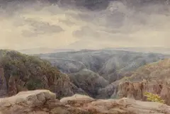 LANDSCAPE IN THE HARZ REGION by Ernst Ferdinand Oehme, Watercolour, sold Nov 2013