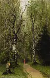 Julius von Klever, WALKER IN THE FOREST, Oil on canvas