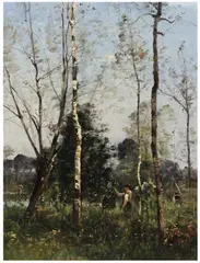 Louis Aimé Japy, IN THE FOREST OF FONTAINEBLEAU, Oil on panel