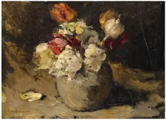George Henrik Breitner, STILL LIFE WITH FLOWERS IN A VASE, Oil on canvas