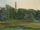 Wilhelm Trübner, THE PARK IN BAD HOMBURG WITH THE WHITE TOWER