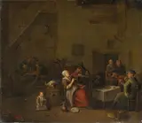 Egbert van Heemskerck the Elder, SMOKERS IN A TAVERN, Oil on canvas (relined)