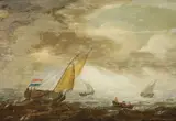 SHIPS ON A ROUGH SEA by Dutch School of the 17th century, Oil on panel, sold Sep 2013