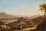LAGO DI AGNANO NEAR NAPLES WITH A VIEW OF VESUVIUS by Oswald Achenbach, Oil on canvas, sold Sep 2013