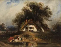 Paul Huet, LANDSCAPE WITH FARMHOUSE, Oil on canvas (relined)