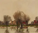 Wilhelm Lucas, VILLAGE LANDSCAPE WITH WILLOWS, Oil on canvas