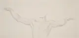 Bonaventura Genelli, NUDE MALE KNEE-LENGTH FIGURE WITH OUTSTRETCHED ARMS, Pencil on paper