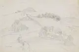 Friedrich Geselschap, LANDSCAPE NEAR OLEVANO, Pencil