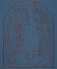 Franz Ittenbach, PAINTER AND MUSE, Red Indian ink on blue paper