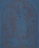 Franz Ittenbach, PAINTER AND MUSE, Red Indian ink on blue paper