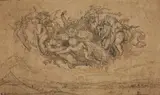 Theodor Mintrop, LANDSCAPE BY THE RHINE WITH AN ALLEGORY OF SUMMER, Pen and brown ink