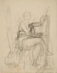 Theodor Mintrop, THE PAINTER, Pencil on paper, mounted on card