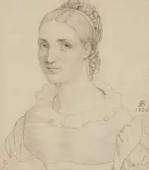 Monogrammist CB, PORTRAIT OF A YOUNG LADY, Pencil on paper, mounted on card